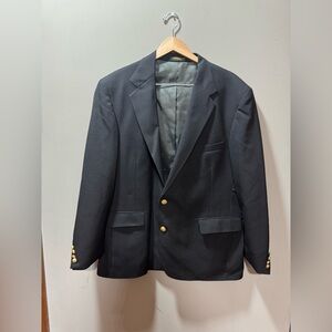 Hardwick Men’s Black Blazer with Gold Buttons – Size 46R
